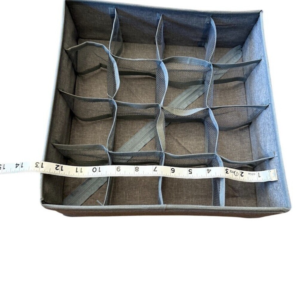 Foldable 16 Cell Drawer Organizer Storage Bin Gray 14x14 - Picture 4 of 4